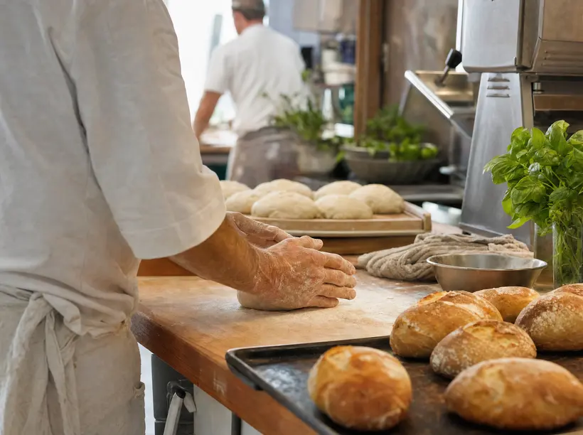 Backstube eines Handwerksbetriebs am frühen Morgen